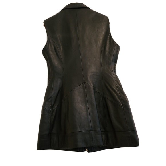 CLASSIQUES for NORDSTROM Rare Vintage Women's Leather Zip Up Long Line Vest sz 4 - Picture 5 of 9